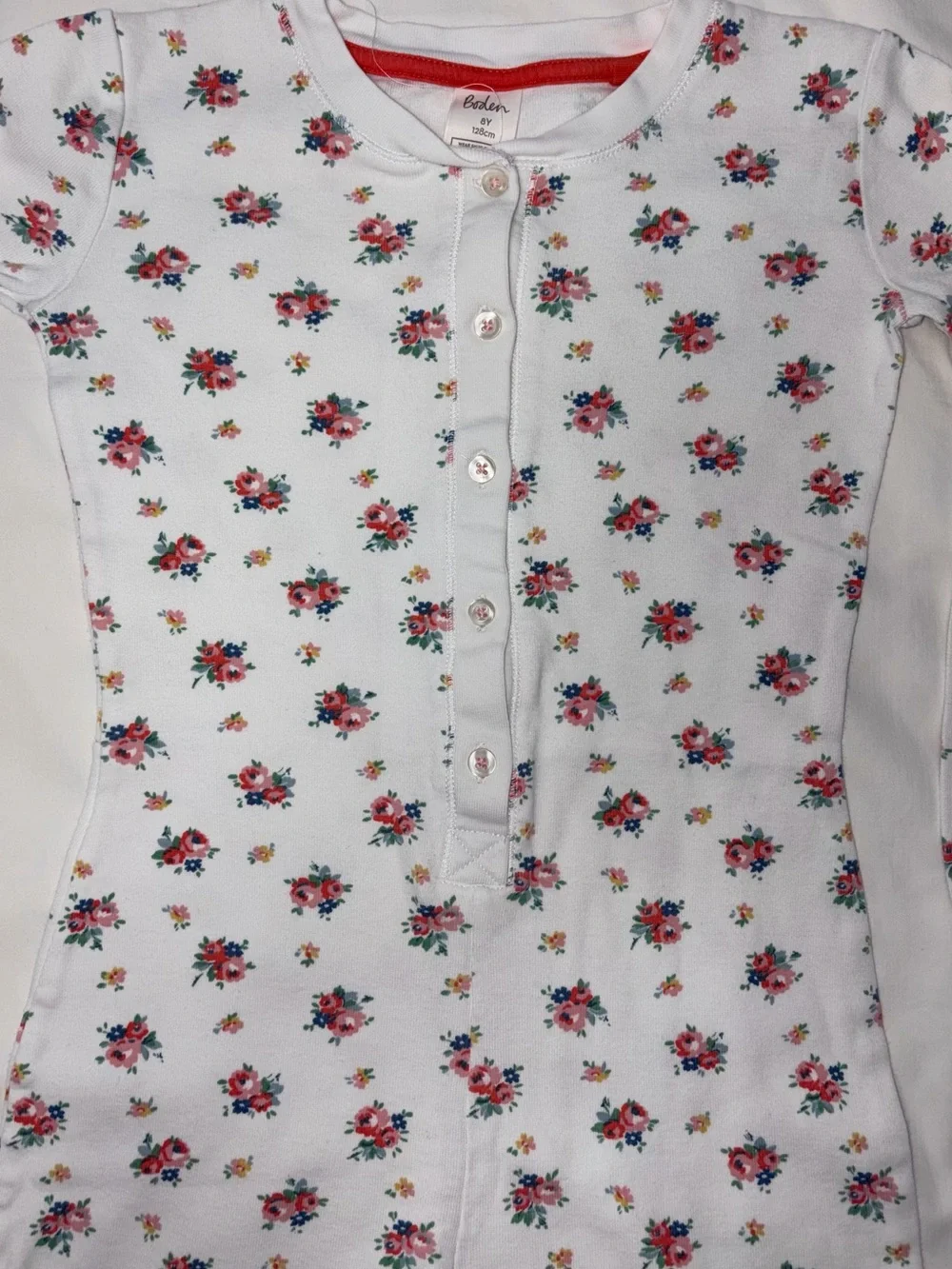 Boden girls one piece pajama/union suit w/delicate floral print sz 8